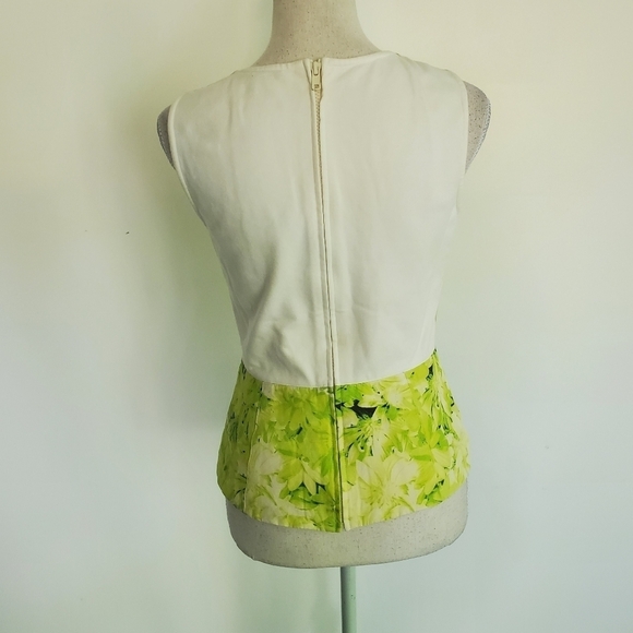 Tibi Neon Green Leaf Peplum Zip Top - Picture 5 of 10